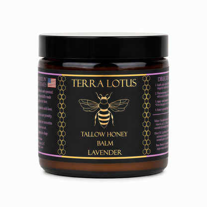 Terra Lotus - Organic Grass-Fed Beef Tallow Balm with Raw Honey - Moisturizing Cream for Soft, Smooth Skin - Handmade All-Natural Moisturizer (4 Oz, Lavender) Visit the Terra Lotus Store