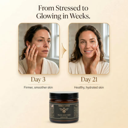 Terra Lotus - Organic Grass-Fed Beef Tallow Balm with Raw Honey - Moisturizing Cream for Soft, Smooth Skin - Handmade All-Natural Moisturizer (4 Oz, Lavender) Visit the Terra Lotus Store