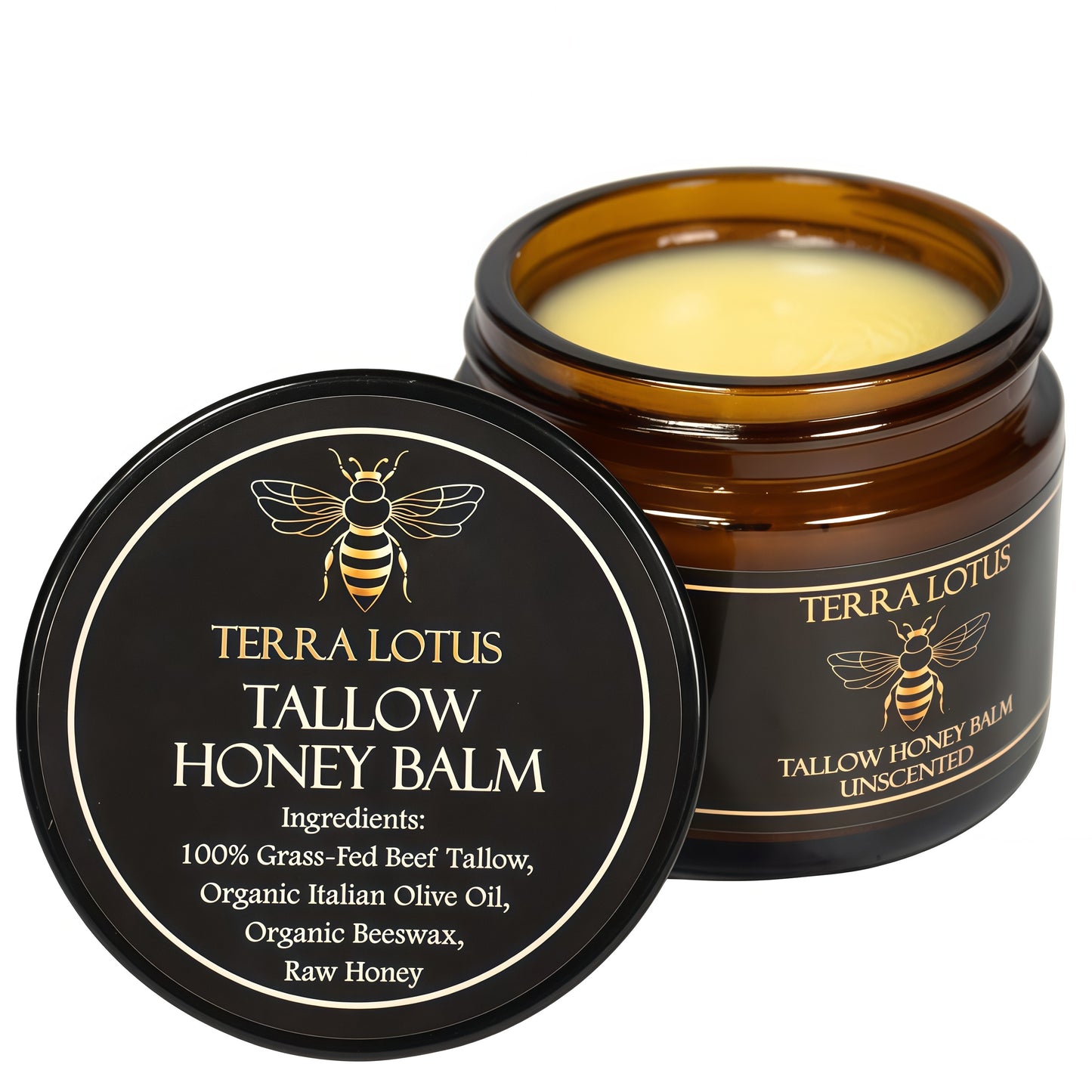 Terra Lotus - Organic Grass-Fed Beef Tallow Balm with Raw Honey - Moisturizing Cream for Soft, Smooth Skin - Handmade All-Natural Moisturizer (4 Oz, Lavender) Visit the Terra Lotus Store